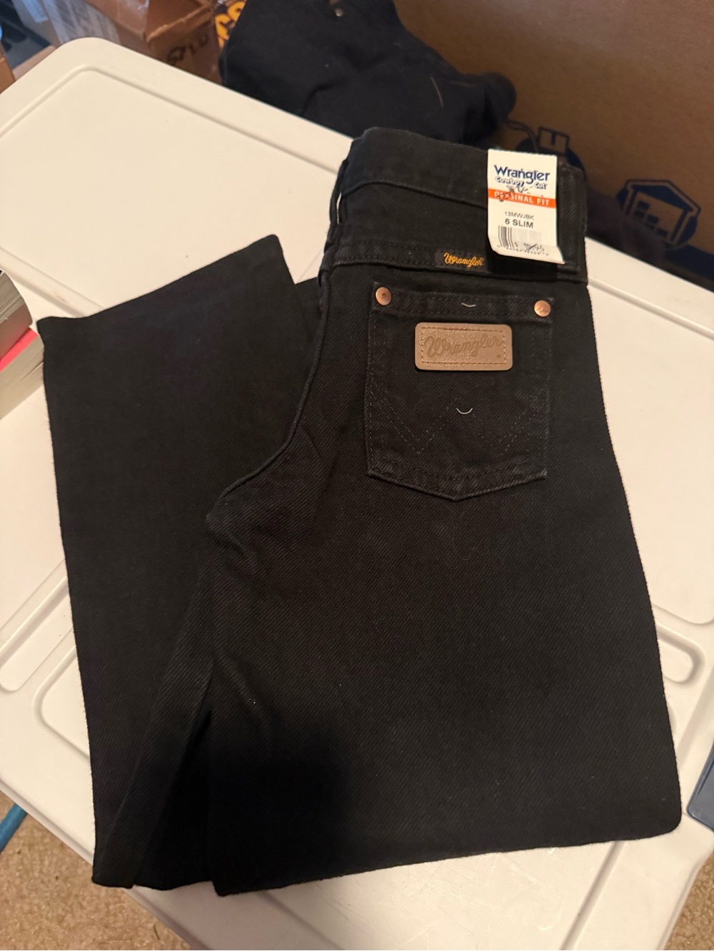 Kids Black Slim Fit Wrangler Jeans Size 6 Cowboy Cut